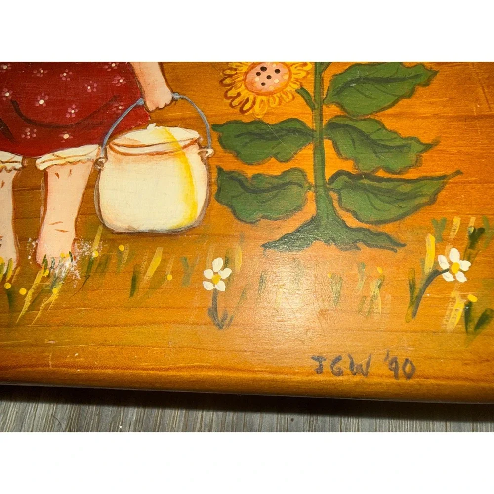 Vintage 1990 Hand Painted Wood Outhouse Plaque Folk Art Bathroom Decor JGW 90